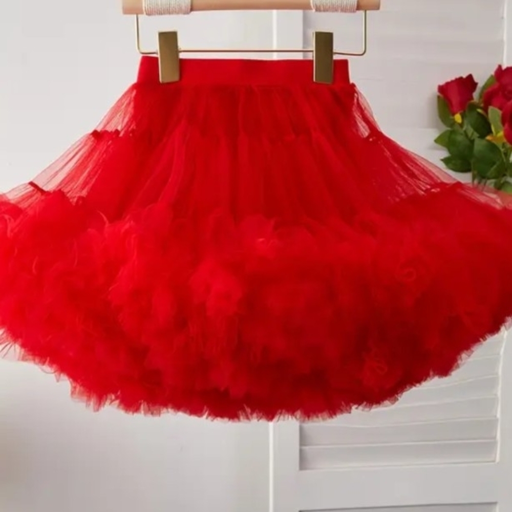 Elegant Red Tulle Skirt